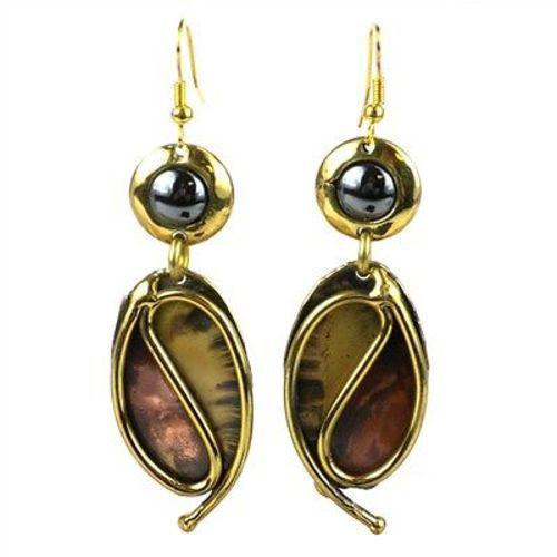 Continuity Hematite Copper and Brass Earrings Handmade and Fair Trade