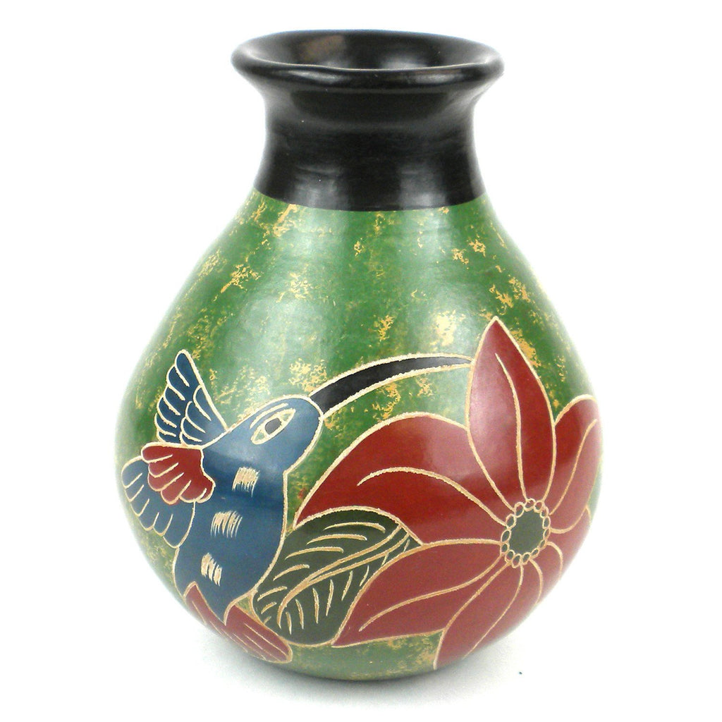 5 inch Tall Vase - Green Bird Handmade and Fair Trade