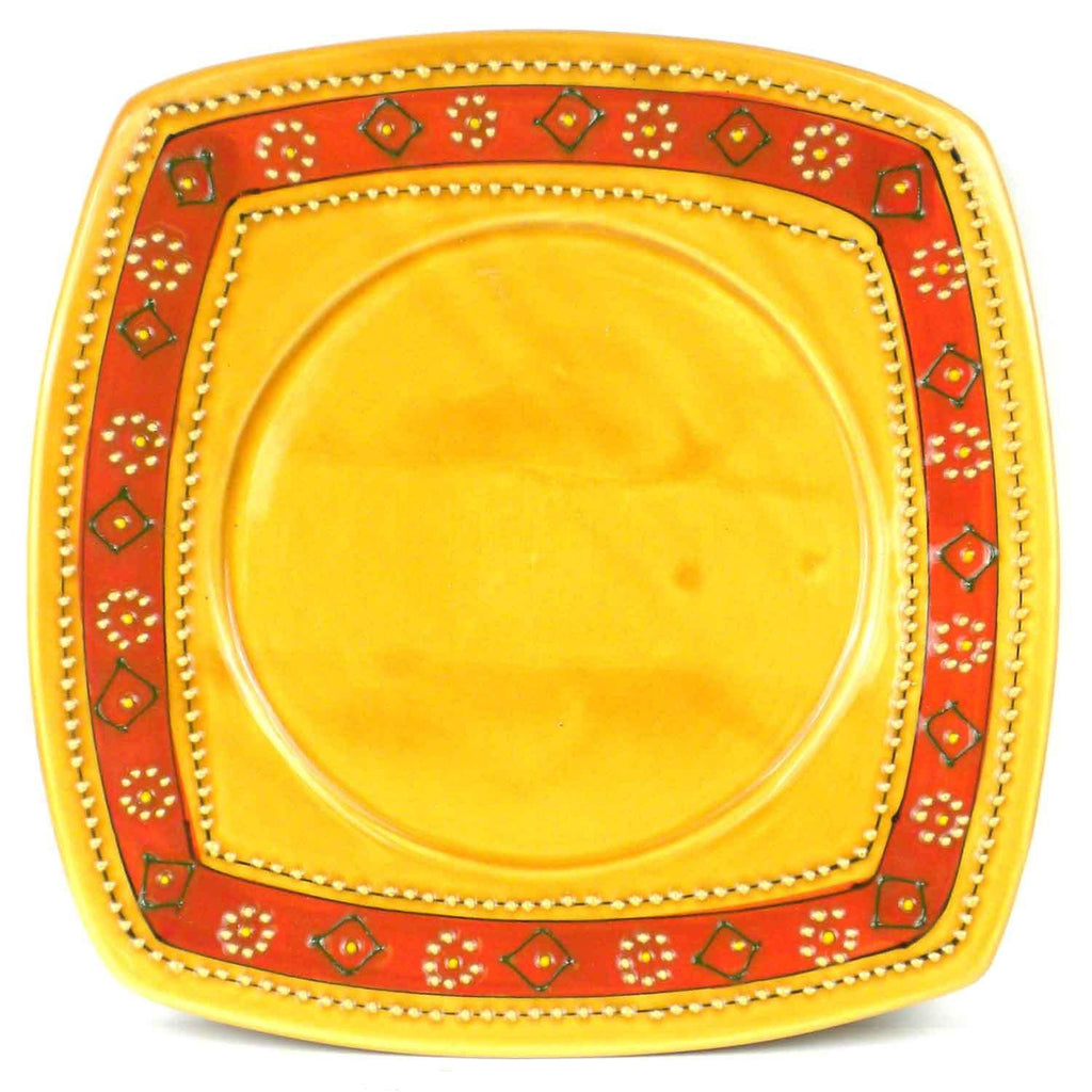 Hand-painted Square Plate in Honey Handmade and Fair Trade