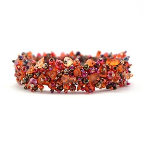 Magnetic Stone Caterpillar Bracelet - Merlot - Lucias Imports (J)