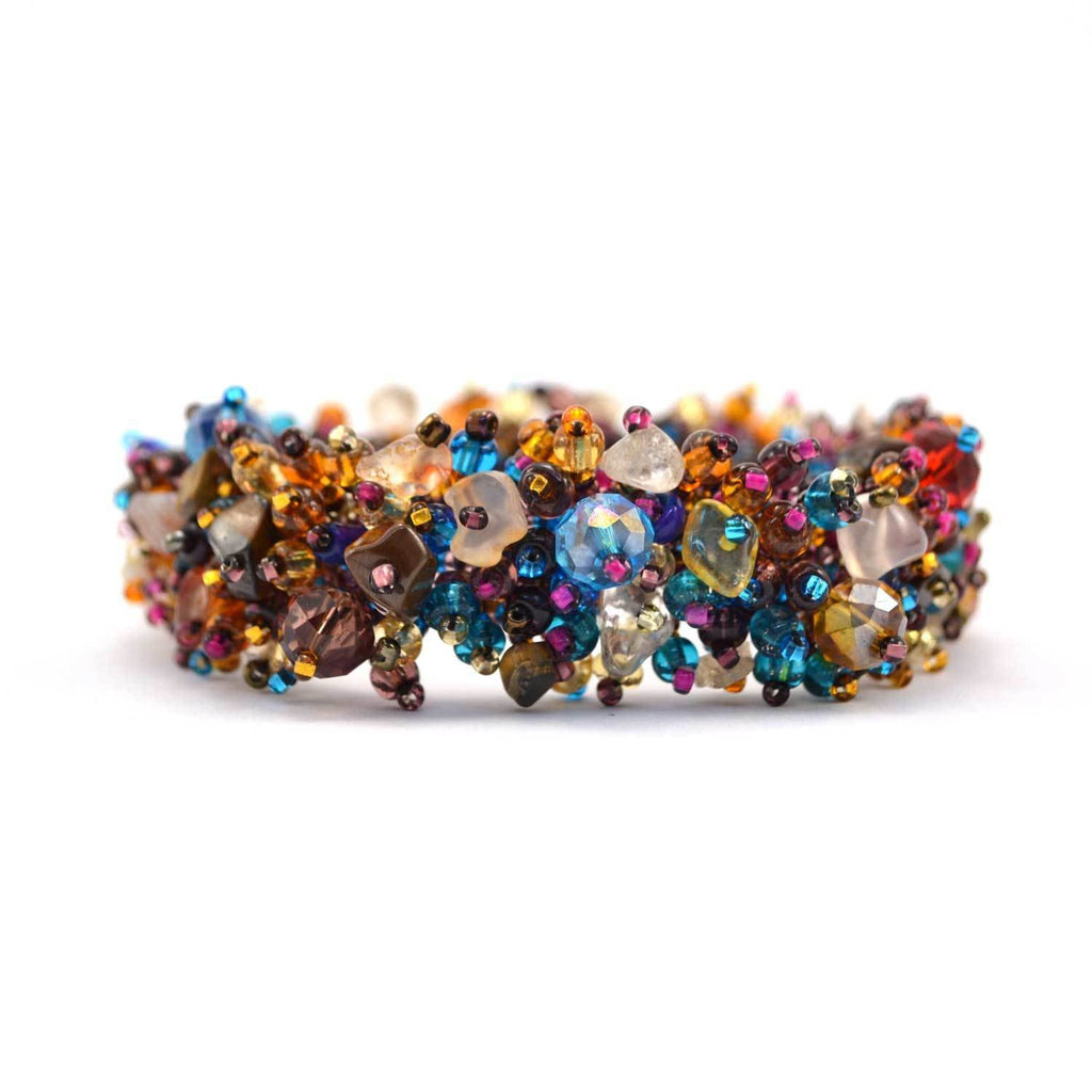 Magnetic Stone Caterpillar Bracelet Earth Multi - Lucias Imports (J)