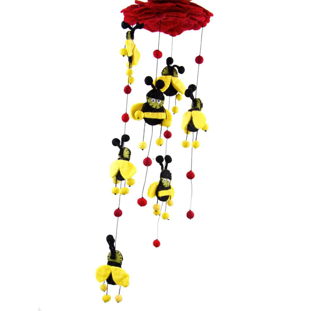 Red Felt Bumble Bee Mobile - Global Groove