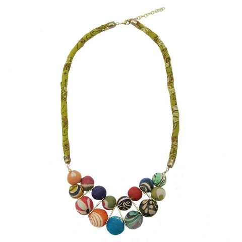 Kantha Beaded Bib Necklace - WorldFinds