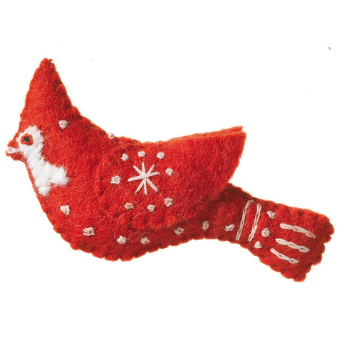 Red Cardinal Felt Ornament - Wild Woolies (H)