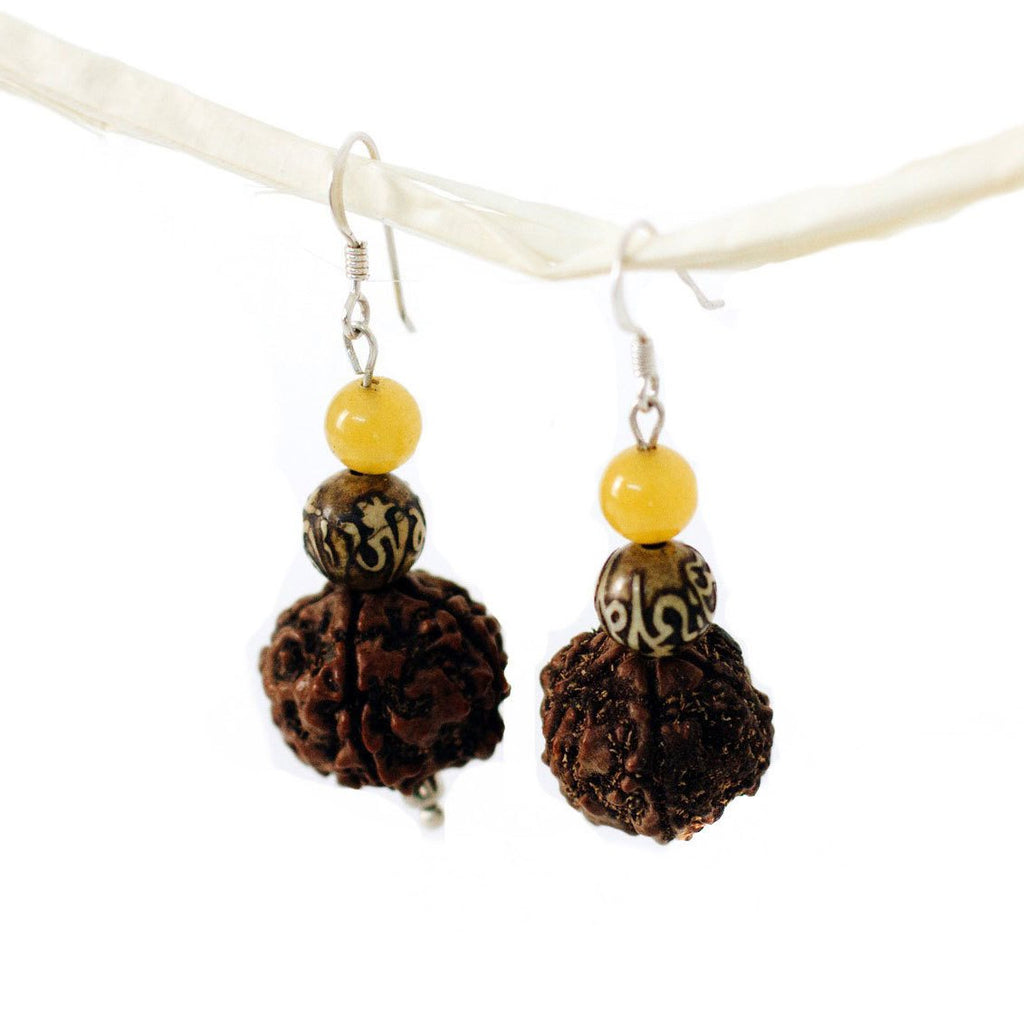 Rudraksha & Pearl Earrings - Global Groove (J)