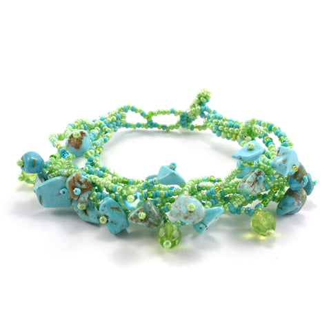 Chunky Stone Bracelet - Greens - Lucias Imports (J)