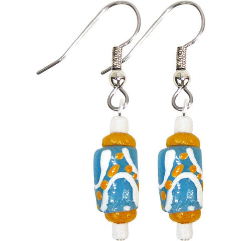 Hand Painted Earrings Light Blue - Global Mamas