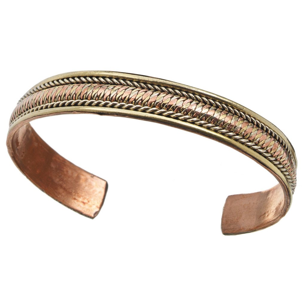 Copper and Brass Cuff Bracelet: Healing Path - DZI (J)