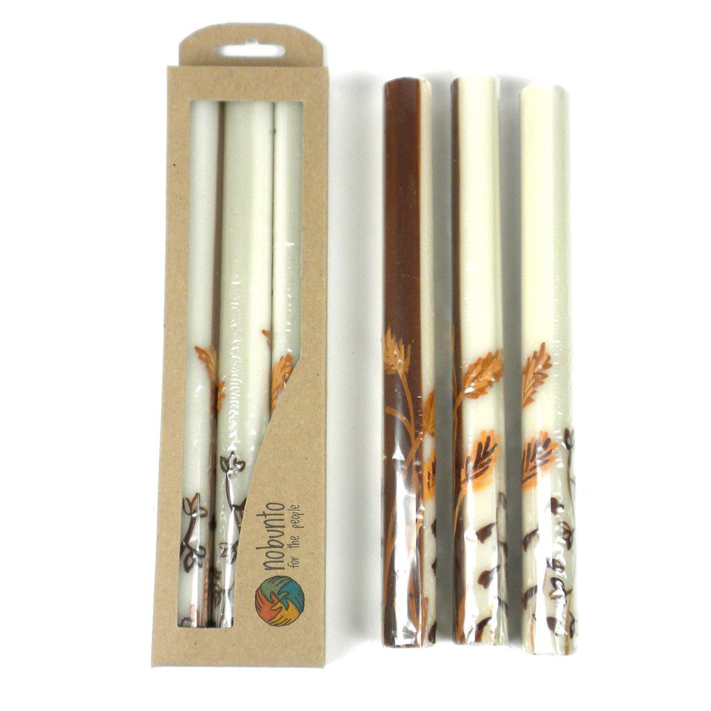 Tall Hand Painted Candles - Three in Box - Kiwanja Design - Nobunto