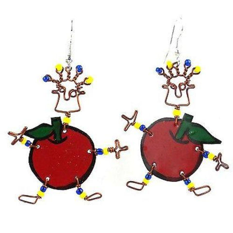 Dancing Girl Rosy Apple Earrings Handmade and Fair Trade