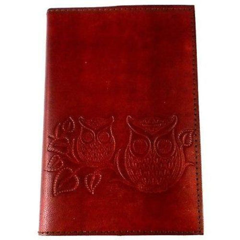 Owls on a Twig" Embossed Leather Journal Handmade and Fair Trade