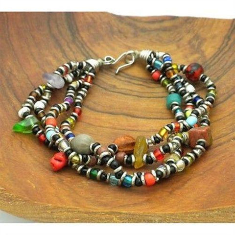 Beaded Multicolored 4 Strand Bracelet Handmade and Fair Trade