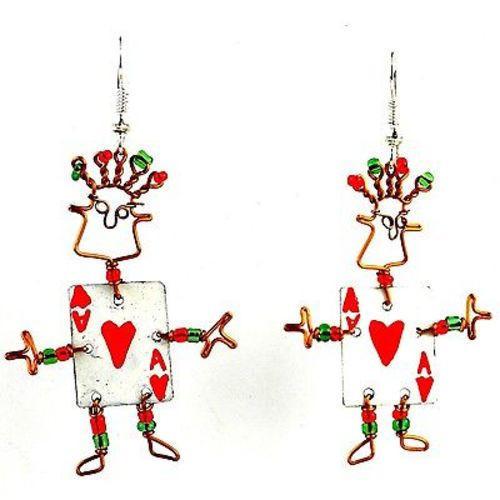 Dancing Girl Card Player Earrings Handmade and Fair Trade