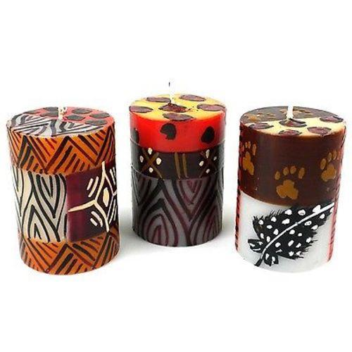 Set of Three Boxed Hand-Painted Candles - Uzima Design Handmade and Fair Trade