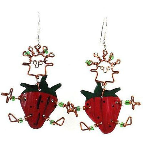 Dancing Girl Strawberry Earrings Handmade and Fair Trade