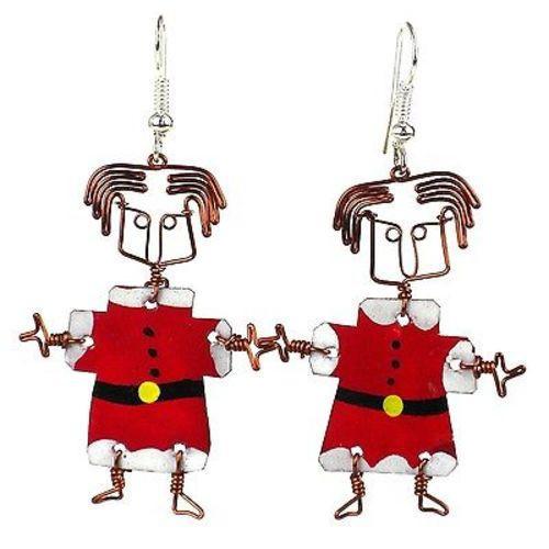 Dancing Girl Santa Earrings Handmade and Fair Trade