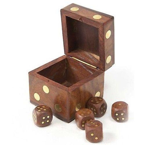 Handmade Wood Dice Box with Five Dice Handmade and Fair Trade