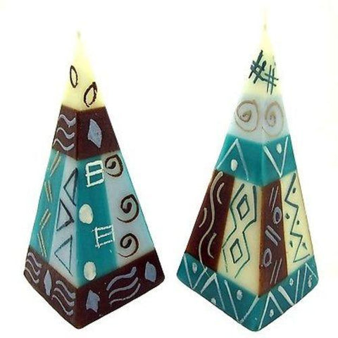 Set of Two Hand-Painted Pyramid Candles - Maji Design - Nobunto