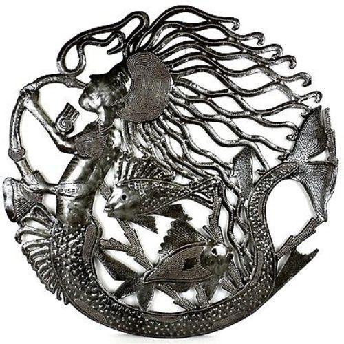 24-Inch Musical Mermaid Metal Wall Art Handmade and Fair Trade