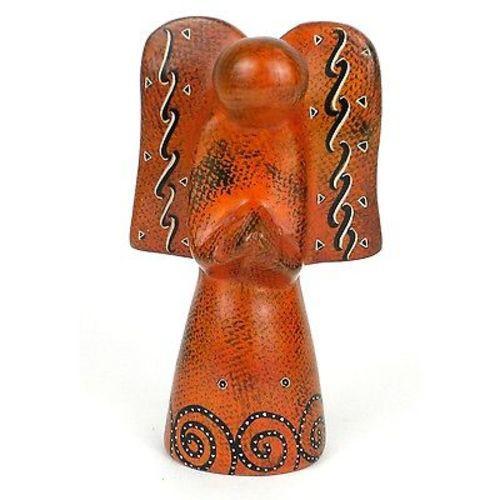 Handcrafted 5-inch Soapstone Angel Sculpture in Orange Handmade and Fair Trade