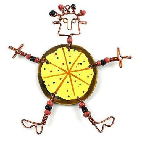 Dancing Girl Pizza Pin Handmade and Fair Trade