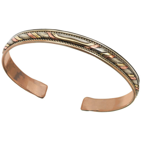 Copper and Brass Cuff Bracelet: Healing Twist - DZI (J)