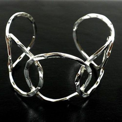 Silver Overlay Hammered Cuff - Circles Handmade and Fair Trade