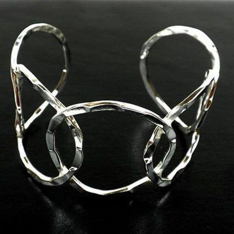Silver Overlay Hammered Cuff - Circles Handmade and Fair Trade
