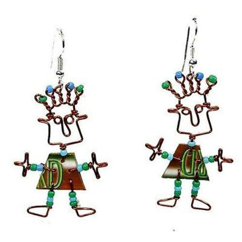 Phone Card Dancing Girl Earrings Handmade and Fair Trade