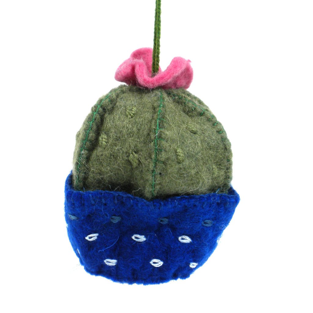 Felt Barrel Cactus Ornament - Silk Road Bazaar (O)