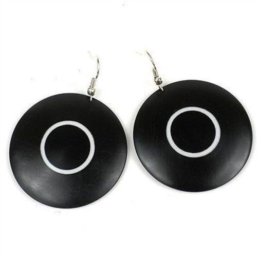 African Blackwood & White Wood Inlaid Earrings Handmade and Fair Trade