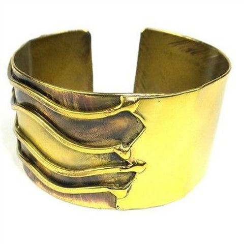 Waves Brass Cuff Handmade and Fair Trade