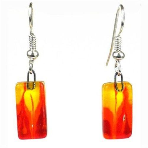 Fire Design Small Glass Earrings - Tili Glass