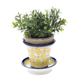 Blue Pottery Planter - Yellow - Matr Boomie (Pottery)