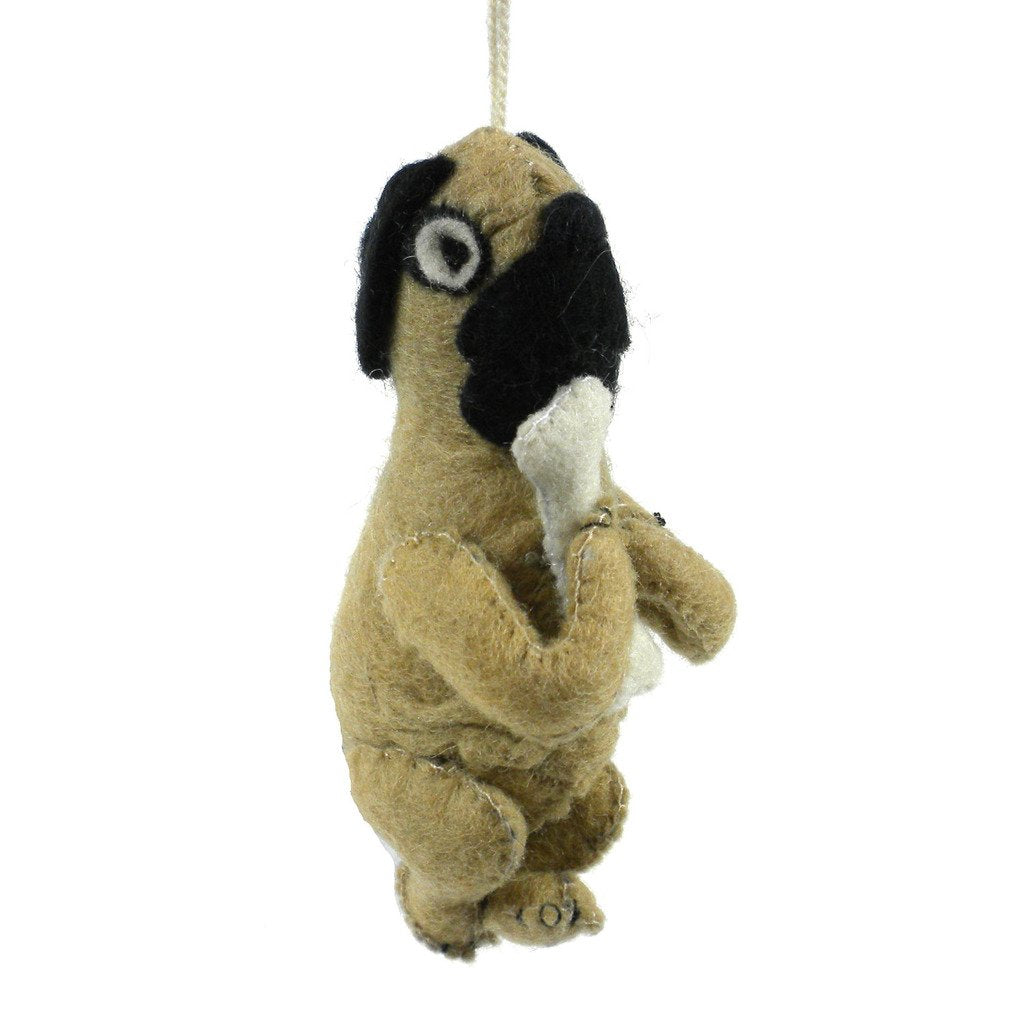 Felt Pug Dog Ornament - Silk Road Bazaar (O)