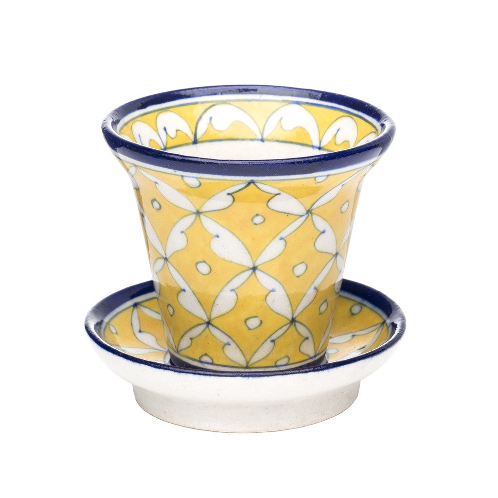 Blue Pottery Planter - Yellow - Matr Boomie (Pottery)