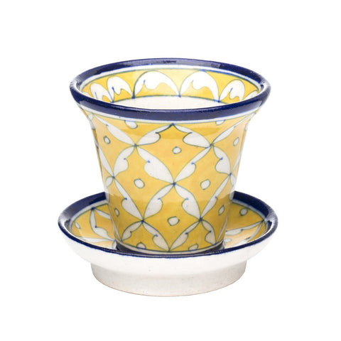 Blue Pottery Planter - Yellow - Matr Boomie (Pottery)