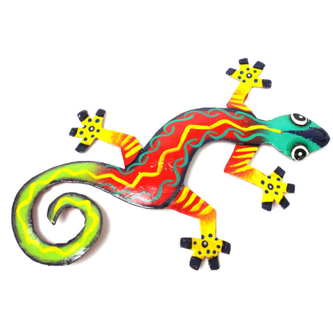 Eight Inch Tiger Feet Design Metal Gecko - Caribbean Craft