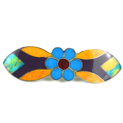 Alpaca Silver and Resin Flower Barrette - Artisana